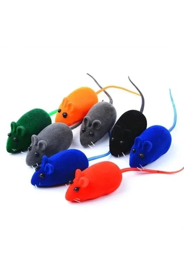 BUFFER® 2li Evcil Hayvan Eğitim Sevimli Elastik Kedi Fare Yakalama İnteraktif Sesli Eğitim Oyuncağı