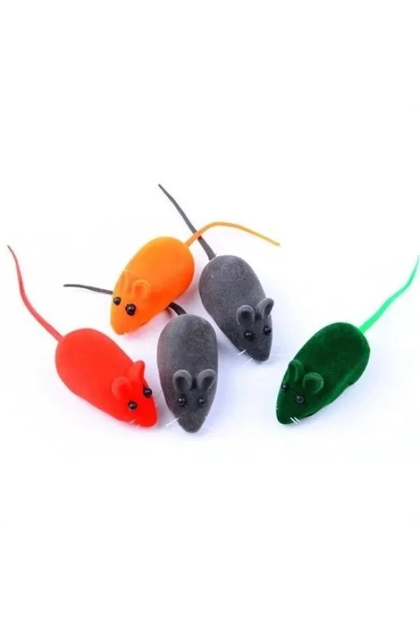 BUFFER® 2li Evcil Hayvan Eğitim Sevimli Elastik Kedi Fare Yakalama İnteraktif Sesli Eğitim Oyuncağı