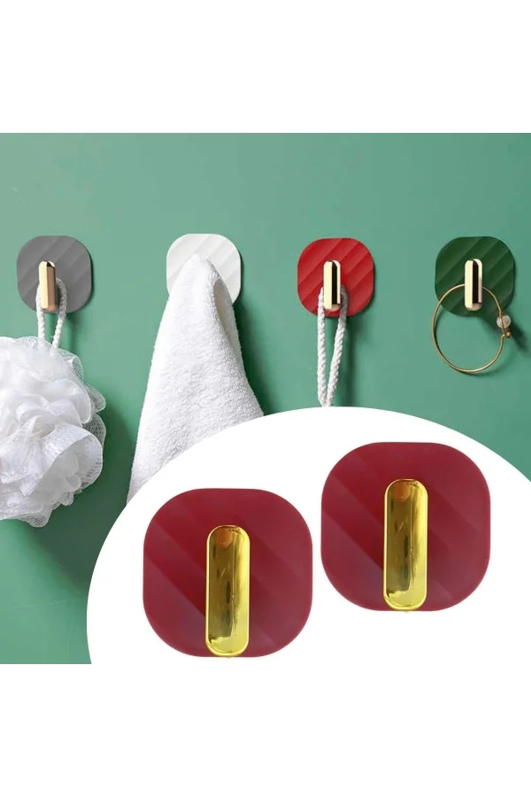 BUFFER® 2li Yapışkanlı Retro Askılık Dolap Kapak Kulpu Kırmızı