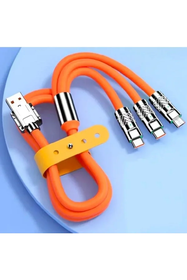 BUFFER® 3 in 1 Type-C + Micro Usb + Lightning Hızlı Şarj Kablosu Silikon Kablo 1 Metre Opp Ambalaj