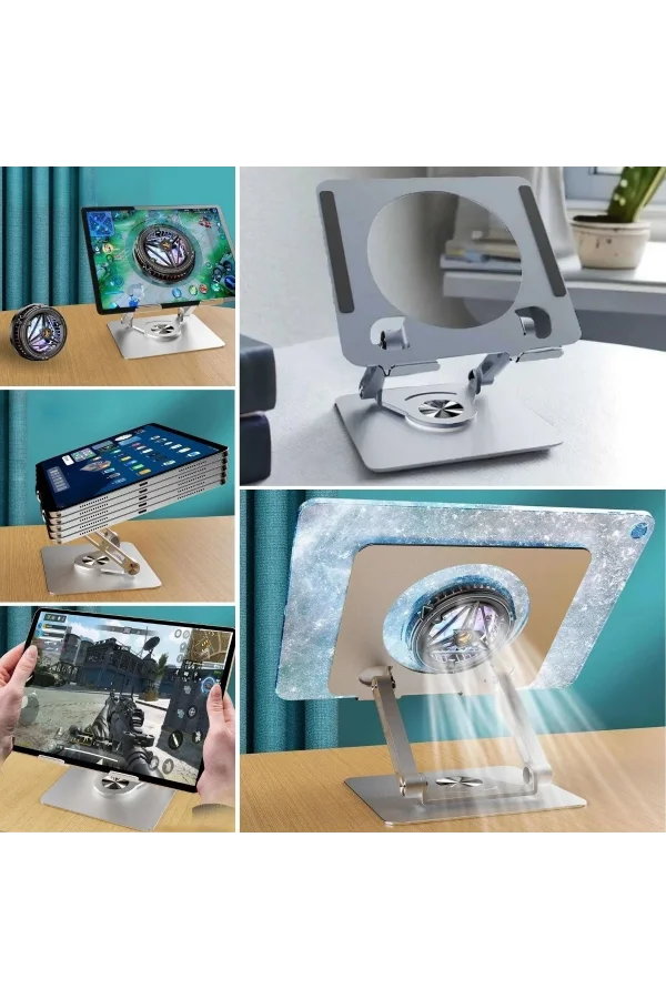 BUFFER® 360 Derece Dönebilen Yükseltilmiş Masaüstü Ayarlanabilir  Metal Tablet Standı