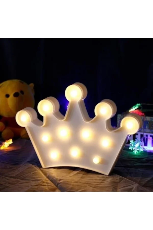 BUFFER® 3D Dekoratif Pilli Kraliçe Tacı Model Led Masa ve Gece Lambası