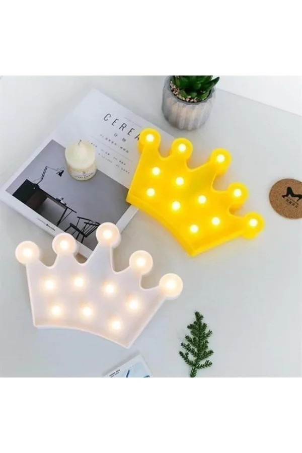 BUFFER® 3D Dekoratif Pilli Kraliçe Tacı Model Led Masa ve Gece Lambası