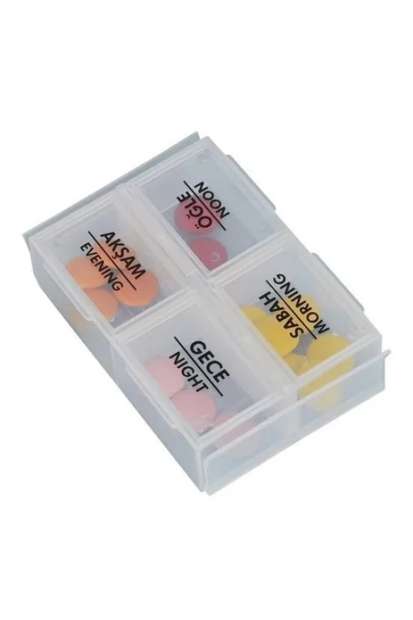 BUFFER® 4 Öğün Günlük Hap İlaç Saklama Taşıma Kutusu İlaç Hatırlatıcı