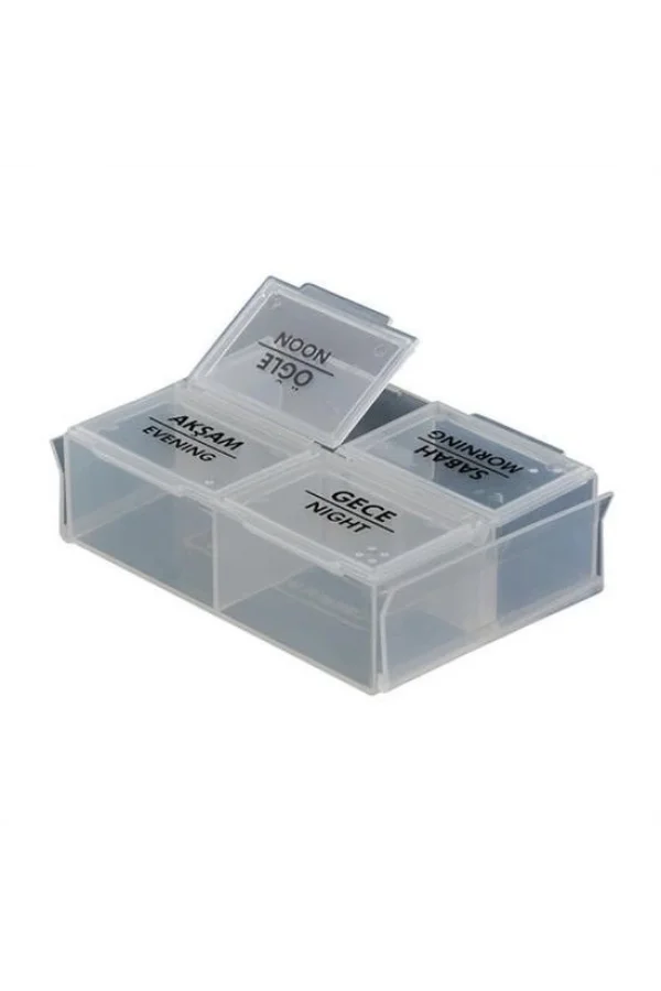 BUFFER® 4 Öğün Günlük Hap İlaç Saklama Taşıma Kutusu İlaç Hatırlatıcı