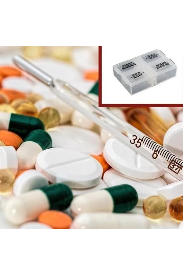 BUFFER® 4 Öğün Günlük Hap İlaç Saklama Taşıma Kutusu İlaç Hatırlatıcı