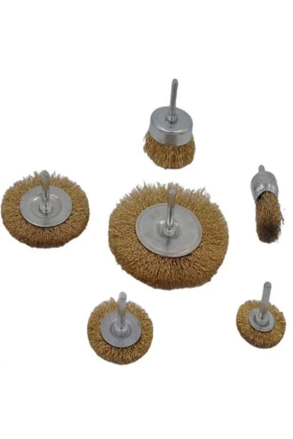 BUFFER® 6lı Pimli Tel Fırça Seti Pas Yağ Kir Boya Yapışkan Çözücü