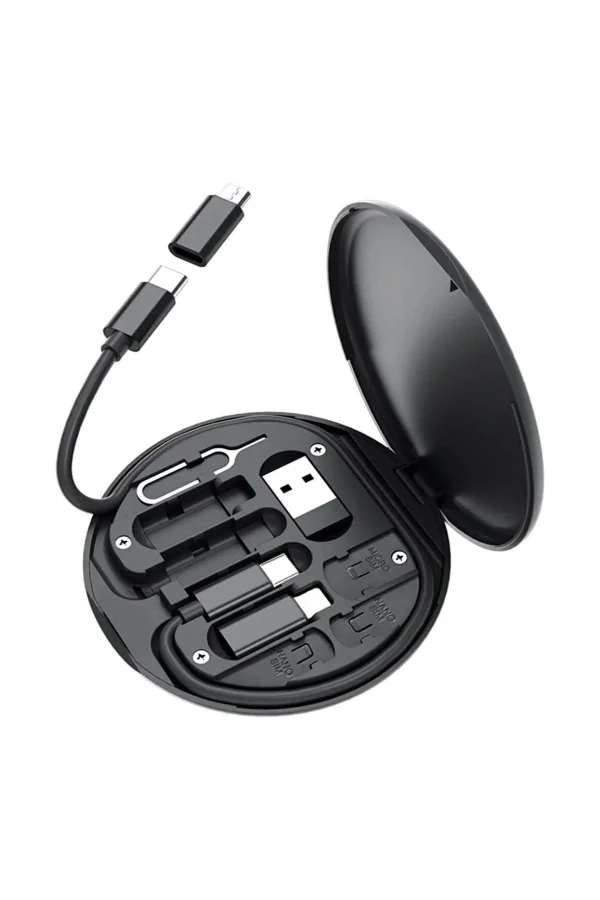 BUFFER® 60w Destekli Kablo Kutusu Seyahat Kablo Seti 5i 1 arada USB Type-C Şarj Kablosu Seti
