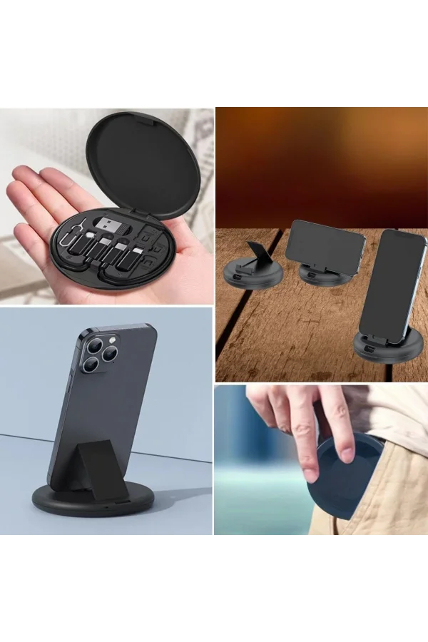 BUFFER® 60w Destekli Kablo Kutusu Seyahat Kablo Seti 5i 1 arada USB Type-C Şarj Kablosu Seti