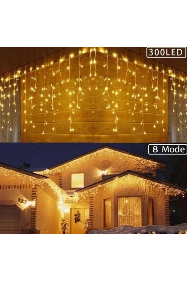 BUFFER® 8 Fonksiyonlu 16 Saçaklı Perde Led 3 x 1 (Günışığı)