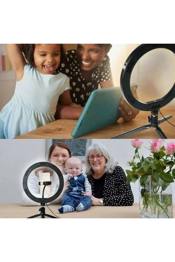 BUFFER® 8inç 20cm Youtube Instagram Tiktok Selfie  Stüdyo Video Fotoğraf Ring Light  Tripod Led Halk