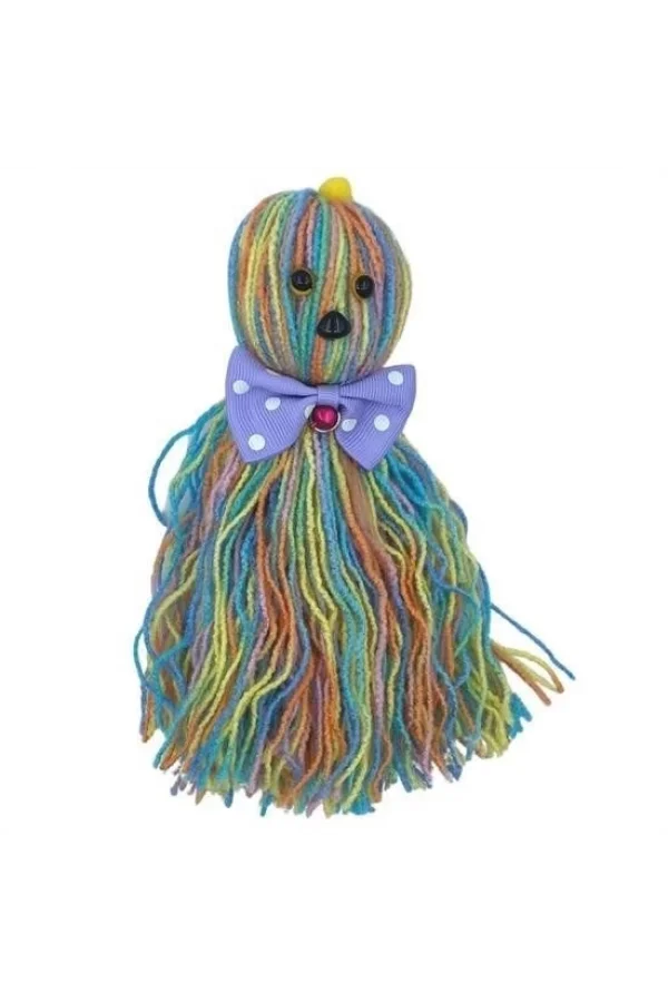 BUFFER® Ahtapot Şekilli Zilli Ve İpli Rengarenk Püsküllü Sevimli KediOyuncağı