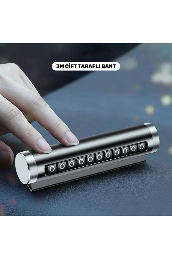 BUFFER® Alüminyum Kasa Siyah Renk Çevirmeli Araç Içi Telefon Numaratörü Park Oto Numaratörü