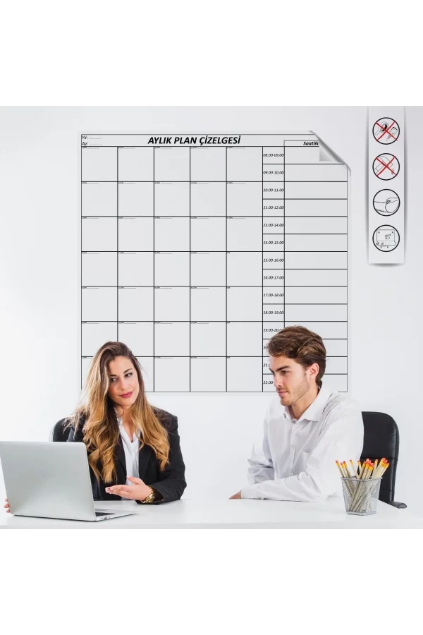 BUFFER® Aylık Planlayıcı Manyetik Duvar Stickerı Takvim Plan Çizelgesi