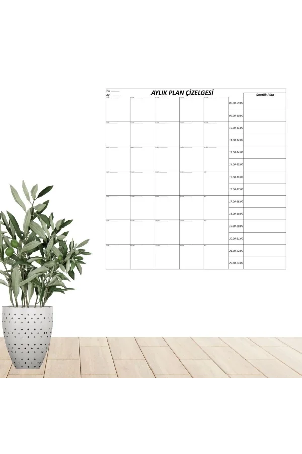 BUFFER® Aylık Planlayıcı Manyetik Duvar Stickerı Takvim Plan Çizelgesi