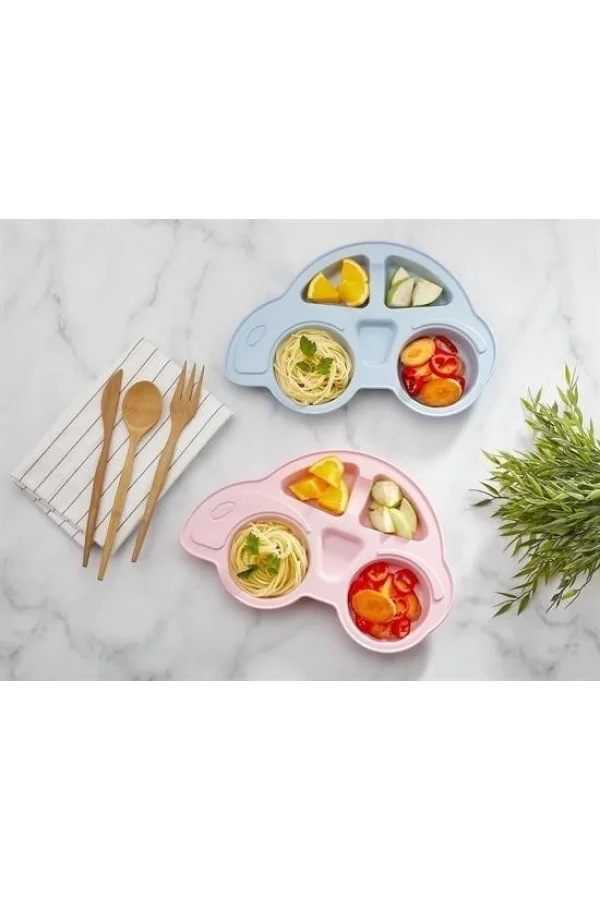 BUFFER® Bebekler İçin Araba Şeklinde Sevimli Mama Tabağı Çocuk Tabldot