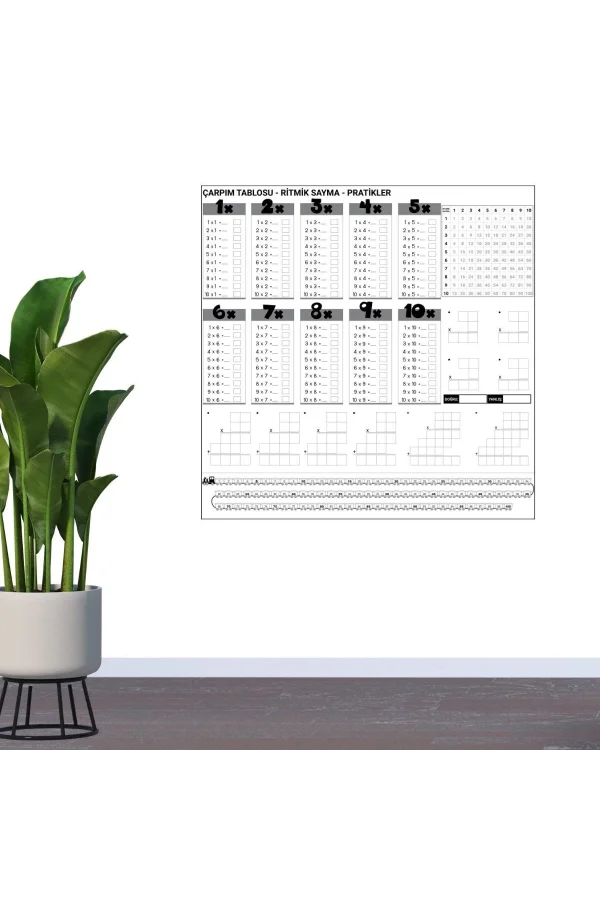 BUFFER® Çarpım Tablosu Ezberleme Manyetik Duvar Stickerı 105 x 100 cm