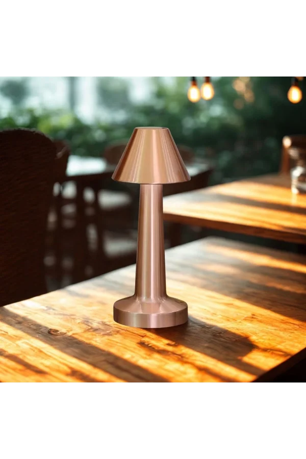 BUFFER® Çatı Model Bronz Renk Şarjlı Dokunmatik 3 Renkli LED Masa Lambası