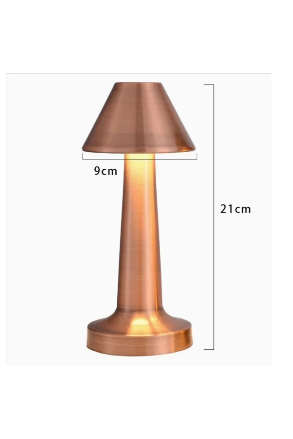 BUFFER® Çatı Model Bronz Renk Şarjlı Dokunmatik 3 Renkli LED Masa Lambası