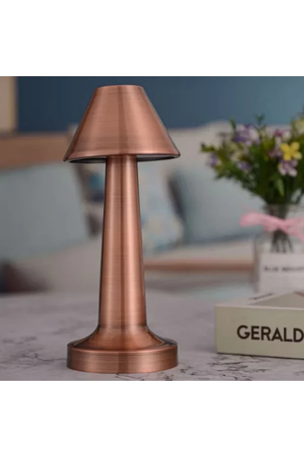 BUFFER® Çatı Model Bronz Renk Şarjlı Dokunmatik 3 Renkli LED Masa Lambası