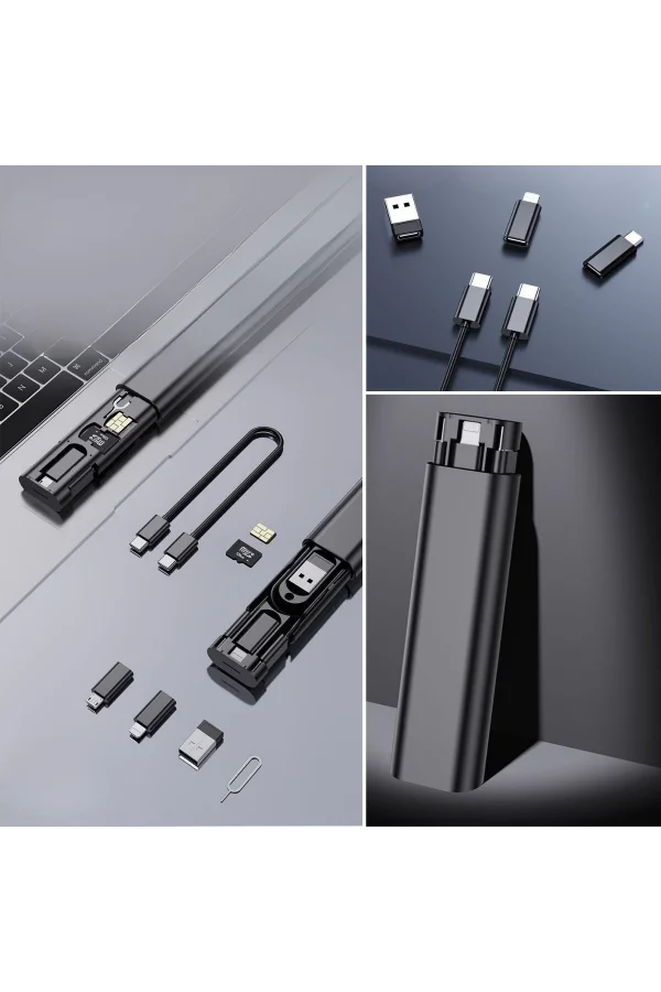 BUFFER® Cep Tipi 60W Bas Aç Type-C,İphone Şarj,Micro USB Hızlı Şarj Data Kablo Seti