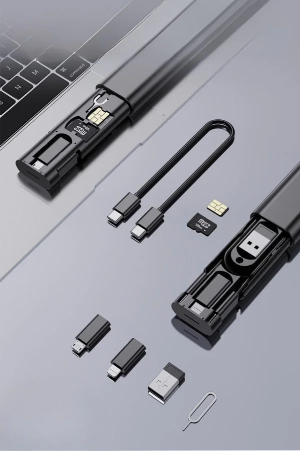 BUFFER® Cep Tipi 60W Bas Aç Type-C,İphone Şarj,Micro USB Hızlı Şarj Data Kablo Seti