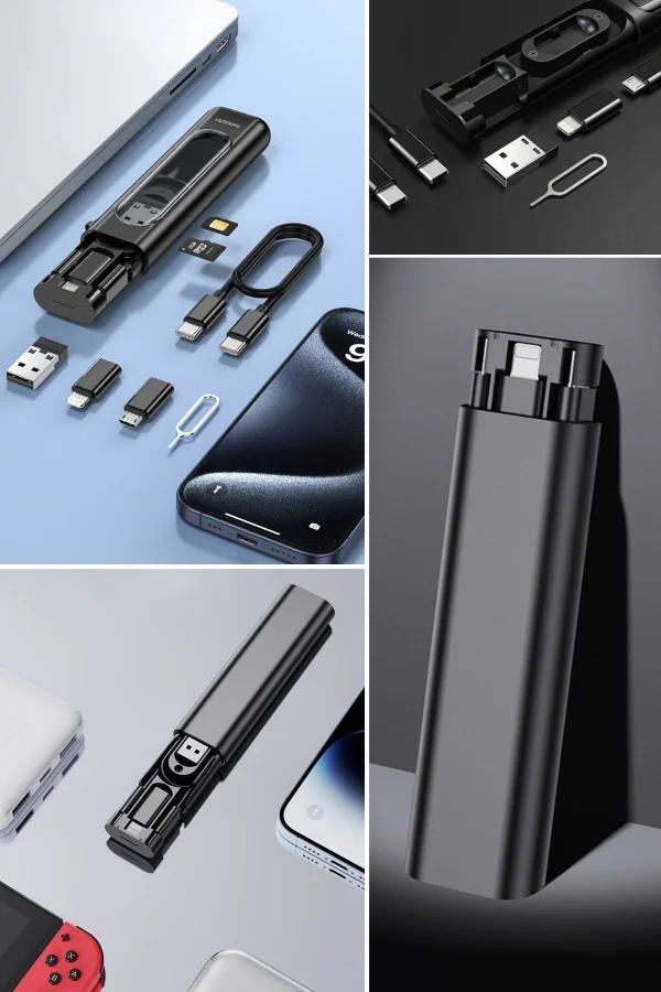 BUFFER® Cep Tipi 60W Bas Aç Type-C,İphone Şarj,Micro USB Hızlı Şarj Data Kablo Seti