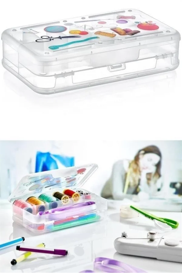 BUFFER® Çift Taraflı Bölmeli Hobi Dikiş Kutusu Ardunio Malzeme Kutusu