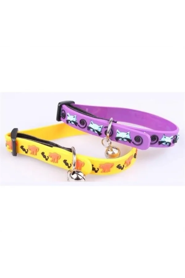 BUFFER® Çıngıraklı Zilli Sevimli Renkli Slikon Kedi Köpek Boyun Tasması