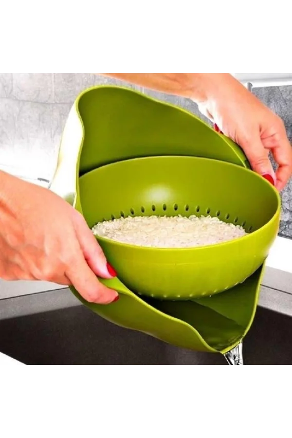 BUFFER® Çok Amaçlı 360 Derece Dönebilir Pratik Hazneli Mutfak Süzgeç Elek