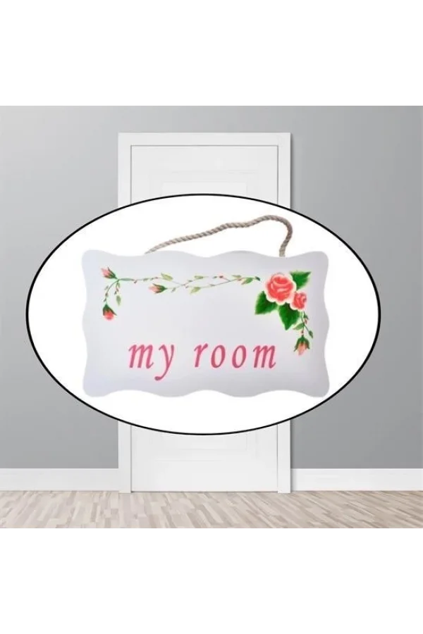 BUFFER® Decotown My Room Benim Odam Dekoratif Çiçek Desenli Kapı Askısı