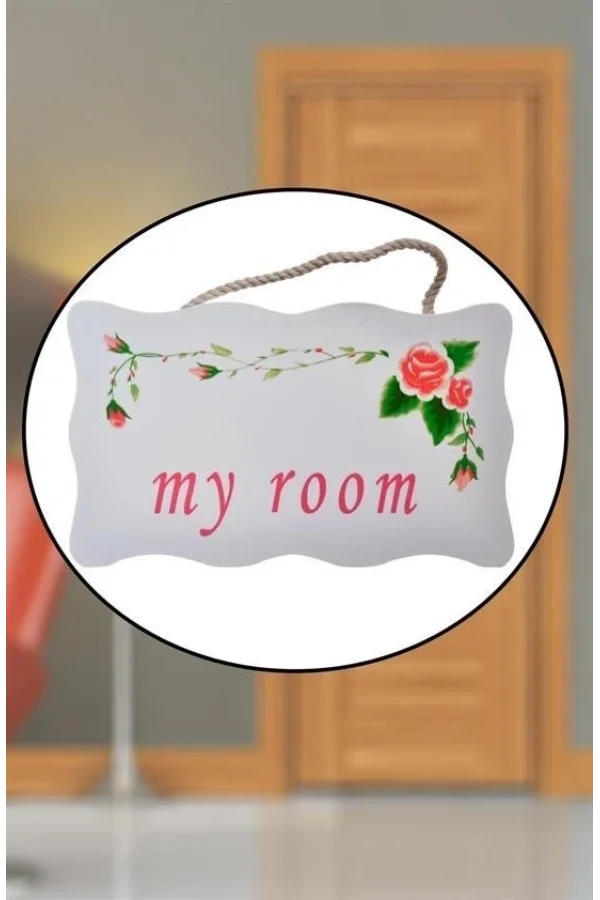 BUFFER® Decotown My Room Benim Odam Dekoratif Çiçek Desenli Kapı Askısı