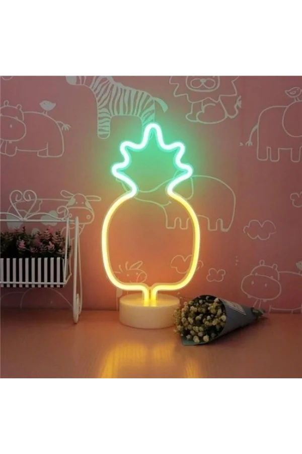 BUFFER® Dekoratif Ananaslı Neon Led Masa Ve Gece Lambası Hediyelik Lamba