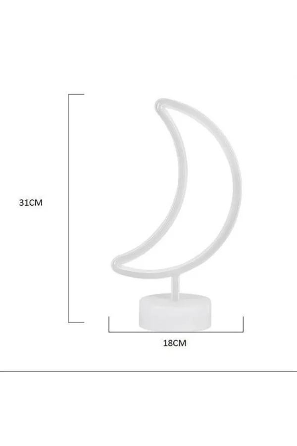 BUFFER® Dekoratif Pilli Ay Tasarımlı 3D Neon Led Masa Ve Gece Lambası