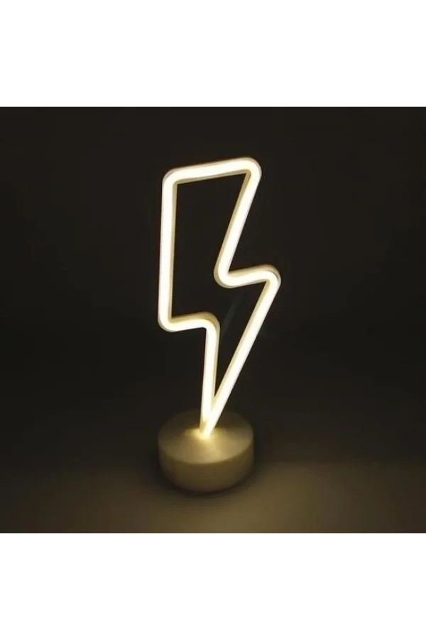 BUFFER® Dekoratif Şimşek Şeklinde Pilli Neon Led Lamba Süs Masa Lambası