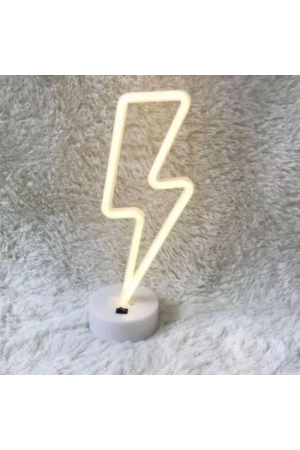 BUFFER® Dekoratif Şimşek Şeklinde Pilli Neon Led Lamba Süs Masa Lambası