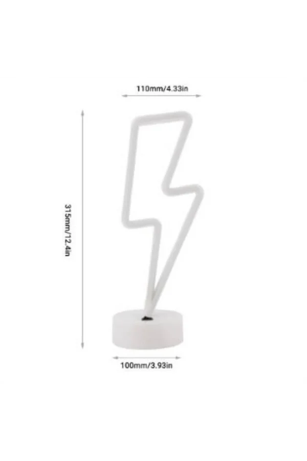 BUFFER® Dekoratif Şimşek Şeklinde Pilli Neon Led Lamba Süs Masa Lambası