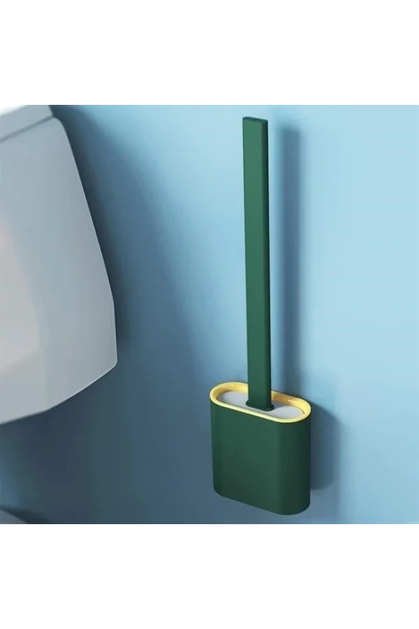 BUFFER® Duvara Monte Edilebilir Kapaklı Askılı Klozet Yumuşak Silikon Başlıklı Tuvalet Fırçası Seti