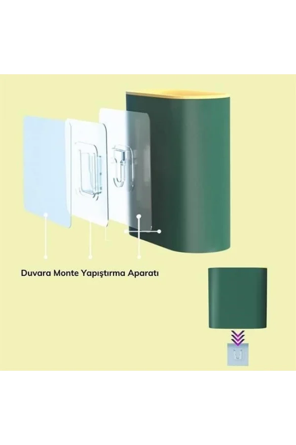 BUFFER® Duvara Monte Edilebilir Kapaklı Askılı Klozet Yumuşak Silikon Başlıklı Tuvalet Fırçası Seti