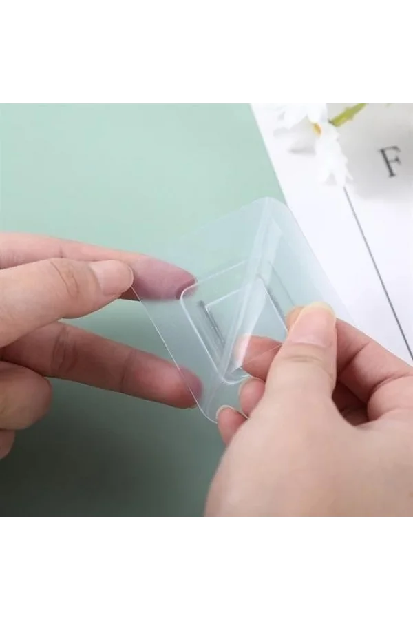 BUFFER® Eşya Sabitleme Askısı 10 Çift Şeffaf Çift Taraflı Yapışkanlı Geçmeli Klips