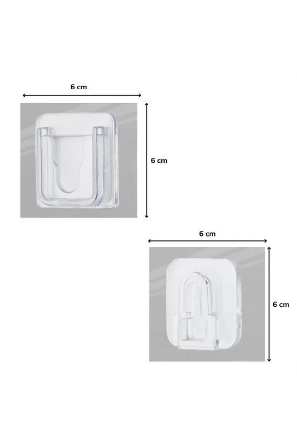 BUFFER® Eşya Sabitleme Askısı 10 Çift Şeffaf Çift Taraflı Yapışkanlı Geçmeli Klips