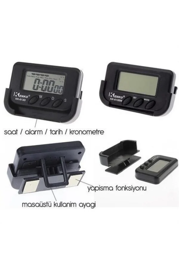 BUFFER® Ev ve Araç Tipi Dijital Saat Kronometreli Alarmlı Pilli Saat