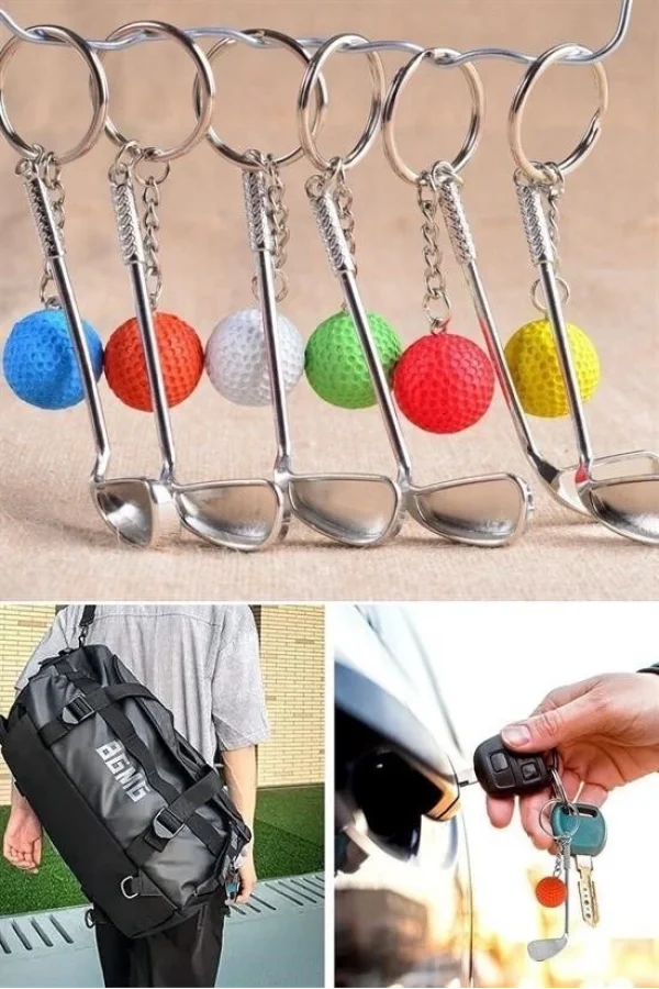 BUFFER® Gerçekçi Golf Tasarımlı Şık Anahtarlık Kolye Çanta Süsü Golf Keychain