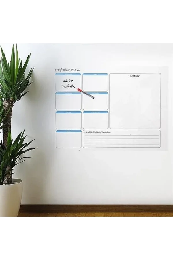 BUFFER® Haftalık Planlayıcı Manyetik Duvar Stickerı Takvim 56 cm x 70 cm