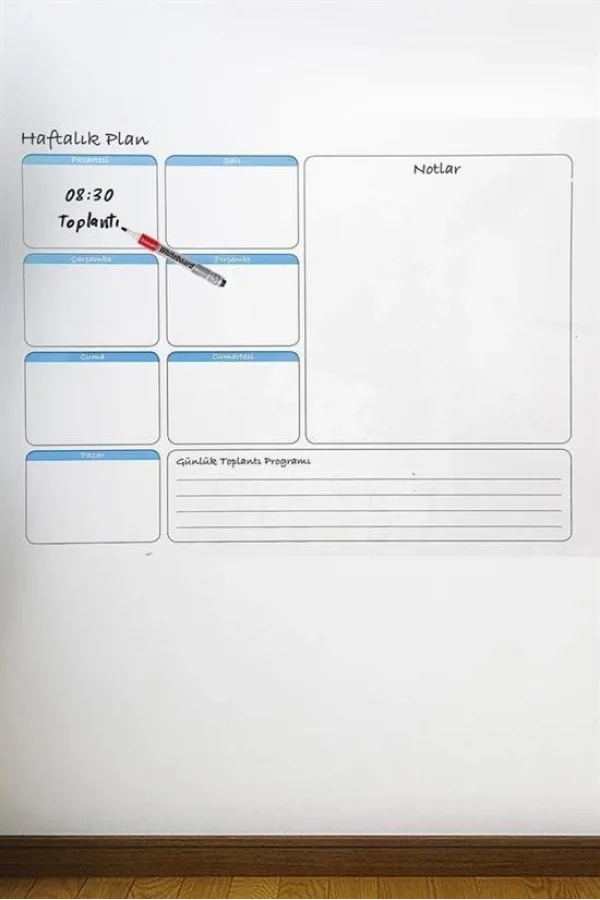 BUFFER® Haftalık Planlayıcı Manyetik Duvar Stickerı Takvim 56 cm x 70 cm