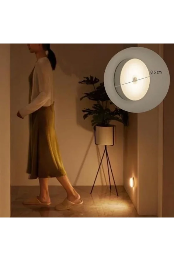 BUFFER® Hareket Sensörlü Usb Şarjlı Spot Lamba Mıknatıslı ve Yapışkanlı Gün Işığı Renk Led