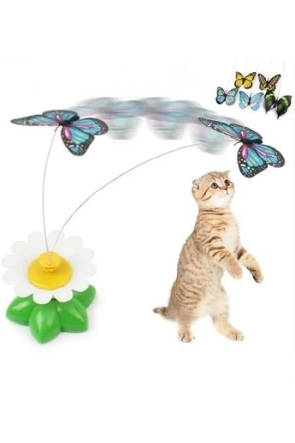BUFFER® Hareketli Dönen Kelebek - Kedi Oyuncağı ( Pille Çalışır)