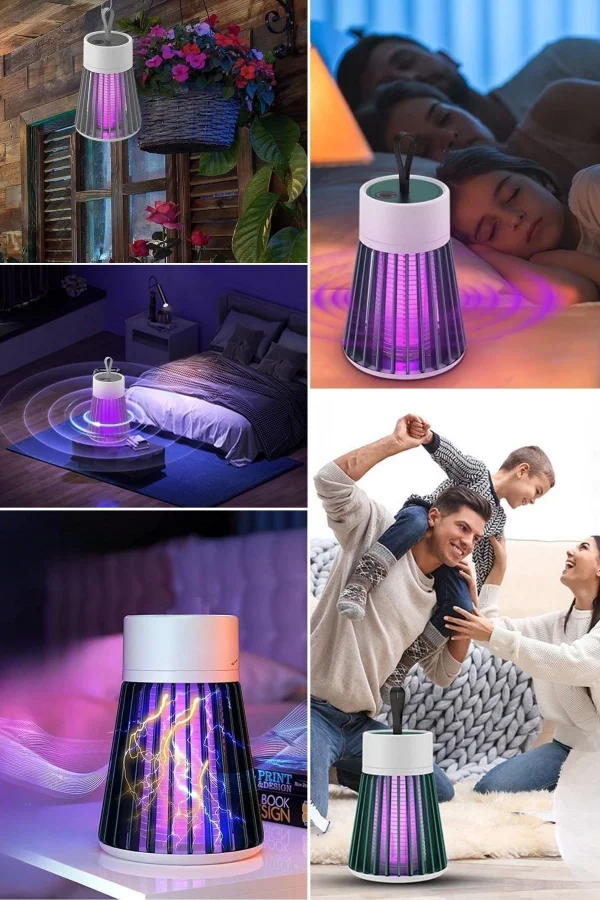 BUFFER® İç ve Dış Mekanlar İçin Şarjlı Sinek Öldürücü Sivrisinek Kovucu,UV Işıklı Sineksavar Taşınabilir Gece Lambası