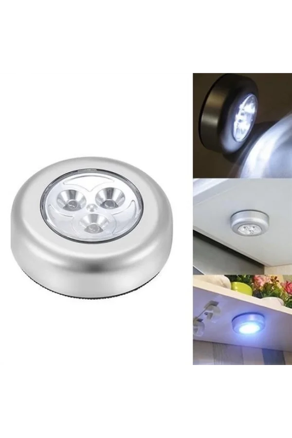 BUFFER® Kablosuz Spot Pilli Dokunmatik Led Lamba 3 Ledli Dolap Lambası
