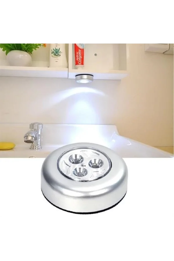 BUFFER® Kablosuz Spot Pilli Dokunmatik Led Lamba 3 Ledli Dolap Lambası